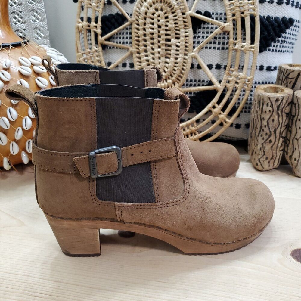 Sanita Women 8/39 'Peggy-Sue' Jodhpur Clog Boots Booties Brown Suede Comfort